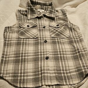 Plaid Gray Women's Vest Xl Super Soft Longer Length Button Front